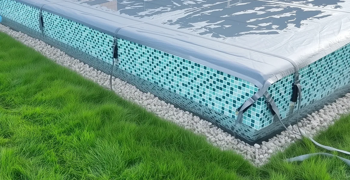 Покрывало для бассейна под снегом — защита зимой в Тутаеве